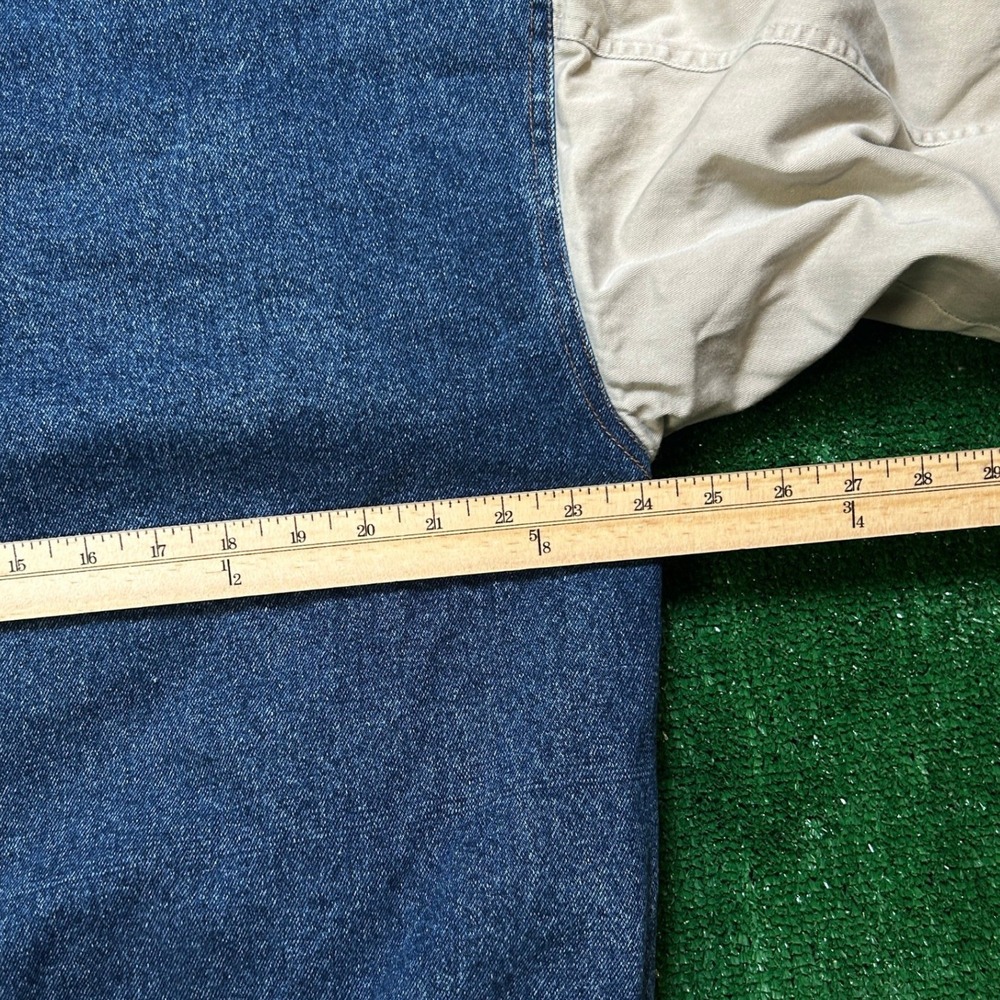Y2K / Vintage Basic Editions Denim Varsity M Blue Bomber Two Tone Removable Hood - Picture 12 of 13